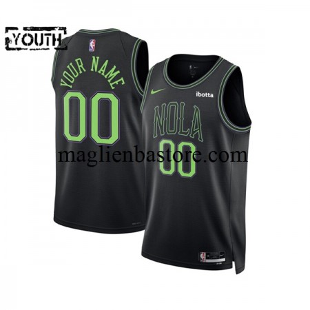 Maglia NBA New Orleans Pelicans Personalizzate 2023-2024 Nike City Edition Nero Swingman - Bambino